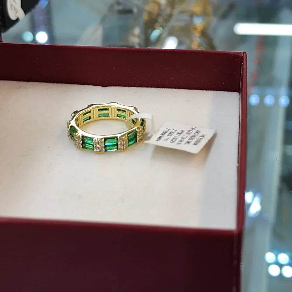 Baguette Style Double Eternity Ring in Sterling Silver 925 Elegant Stacking Band - Picture 6 of 6